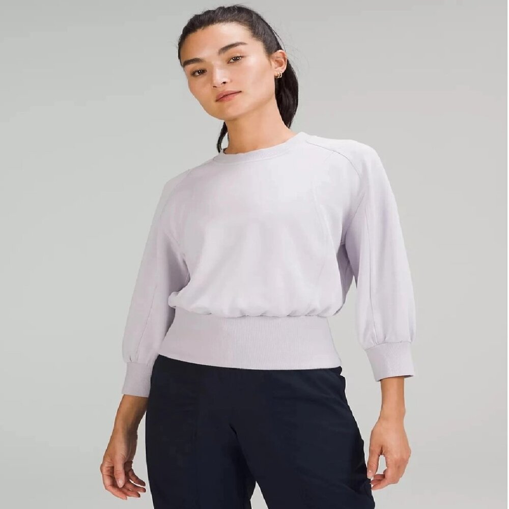 Lululemon Softstreme Ribbed Hem Cropped Faint Lavender Sz 12 $109